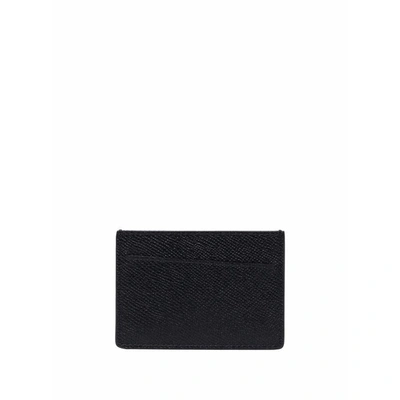 Maison Margiela Stitched Compact Textured Cardholder In Black