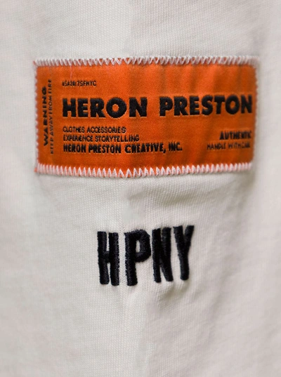 Shop Heron Preston White Turtleneck Pullover With Contrasting Logo Embroidery In Cotton Man