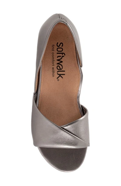Shop Softwalk ® Cypress Open Toe Flat In Pewter Metal