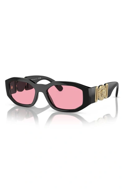 Versace Eyewear Rectangular Frame Sunglasses In Black Red