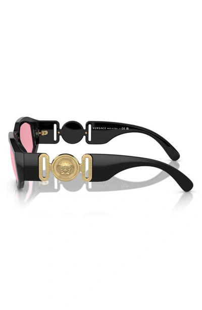 Shop Versace Biggie 53mm Round Sunglasses In Black Red