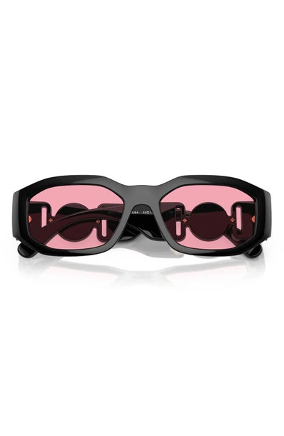 Versace Eyewear Rectangular Frame Sunglasses In Black Red