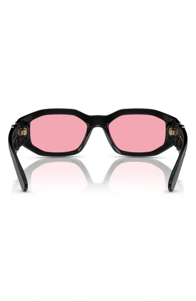 Shop Versace Biggie 53mm Round Sunglasses In Black Red