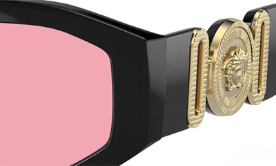 Versace Eyewear Rectangular Frame Sunglasses In Black Red