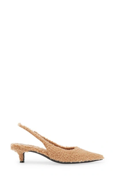 Shop Jeffrey Campbell Persona Faux Shearling Pointed Toe Slingback Pump In Tan Curly