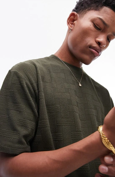 Shop Topman Weave Pattern Oversize T-shirt In Khaki