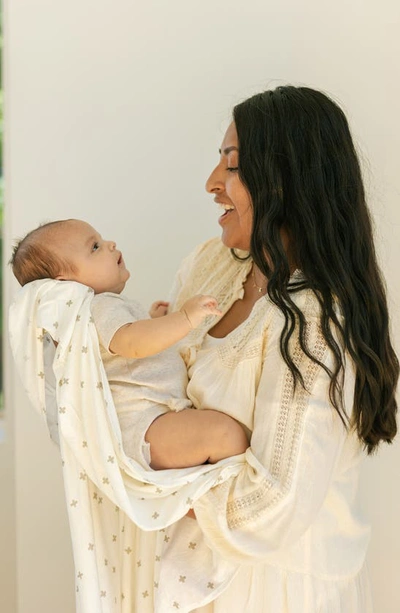 Little Unicorn Stretch Knit Swaddle In Grey Cross
