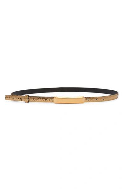 Shop Tom Ford Snakeskin Embossed Leather Belt In 1y014 Dark Gold