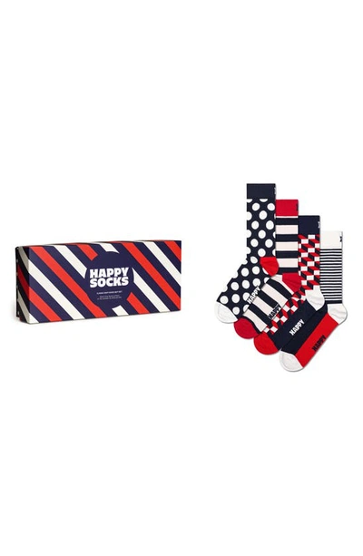 Happy Socks Xbdo09-6002 4-pack Classic Navy Socks Gift Set In Navy