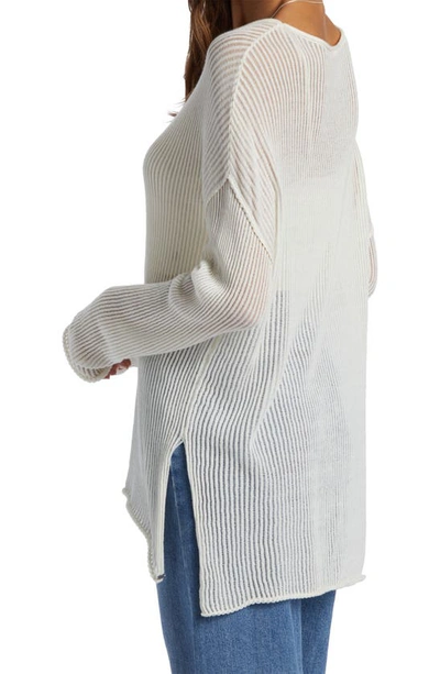 Shop Roxy Santa Monica Sheer Cover-up Sweater In Egret