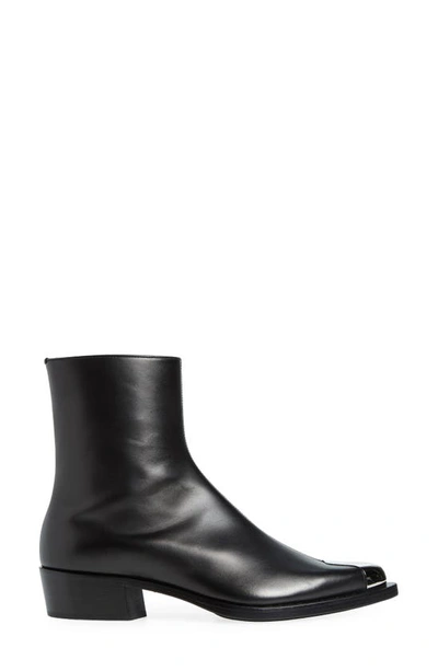 Shop Alexander Mcqueen Punk Pointed Toe Boot In Black/ Silver
