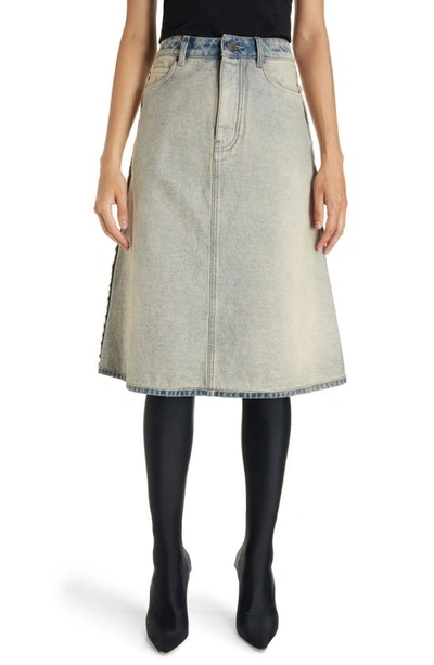 Shop Balenciaga Inside Out Denim Skirt