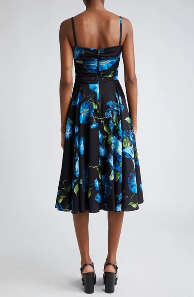 Shop Dolce & Gabbana Dolce&gabbana Bluebell Floral Print Charmeuse A-line Dress In Hn4yhcampanule Fdo Nero