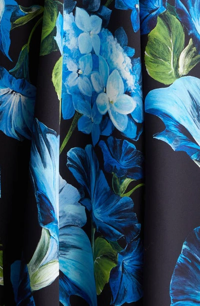 Shop Dolce & Gabbana Dolce&gabbana Bluebell Floral Print Charmeuse A-line Dress In Hn4yhcampanule Fdo Nero