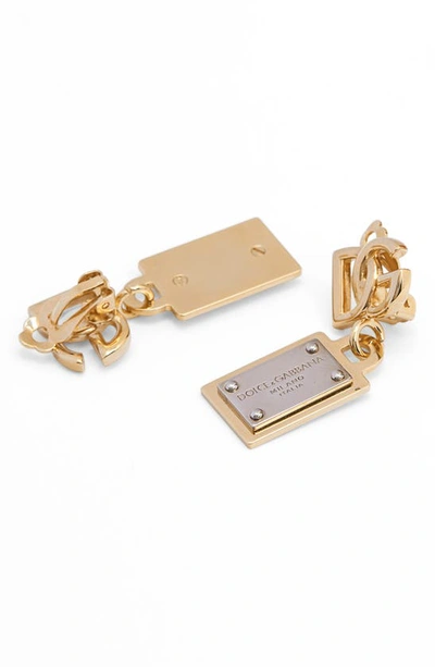 Shop Dolce & Gabbana Id Tag Mixed Metal Drop Earrings In Two-color Gold