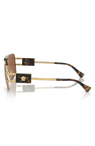 Shop Versace 63mm Oversize Pillow Sunglasses In Dark Brown