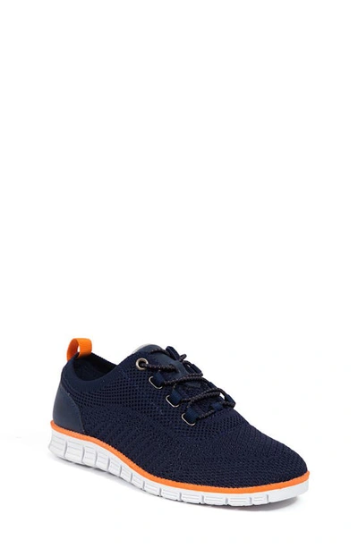 Shop Deer Stags Kids' Status Jr. Knit Sneaker In Navy/ Orange