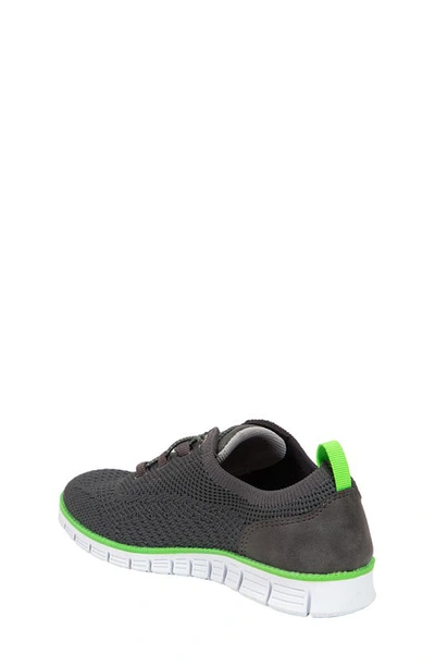 Shop Deer Stags Kids' Status Jr. Knit Sneaker In Dark Grey/ Neon Green