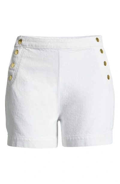 Shop Frame Sailor Snap High Waist Shorts In Blanc