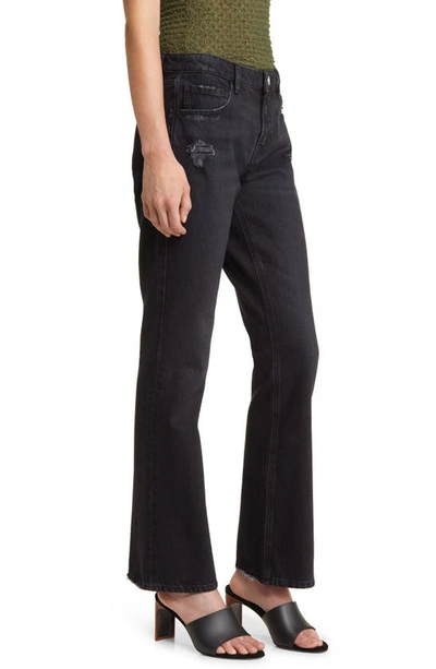 Frame Denim Noir Mini Bootcut Jean In Pompeii Rips