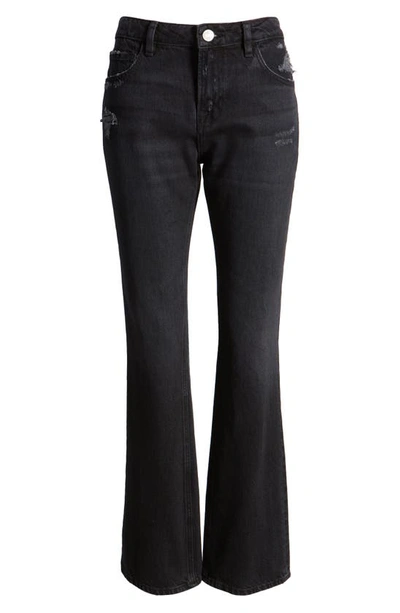 Frame Denim Noir Mini Bootcut Jean In Pompeii Rips