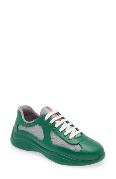 Prada Men's America's Cup Soft Rubber And Bike Fabric Sneakers In Green |  ModeSens