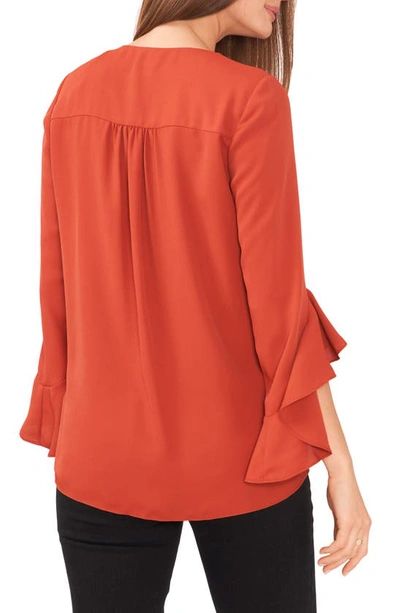 Shop Vince Camuto Flutter Sleeve Tunic In Terracotta