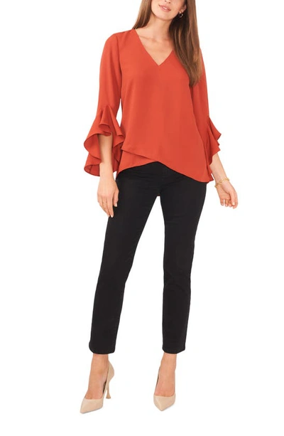 Shop Vince Camuto Flutter Sleeve Tunic In Terracotta