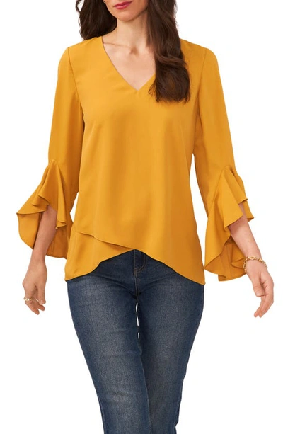 Shop Vince Camuto Flutter Sleeve Tunic In Honey Pot