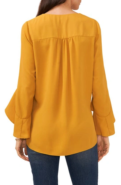 Shop Vince Camuto Flutter Sleeve Tunic In Honey Pot