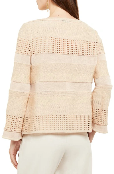 Shop Misook Flare Sleeve Pointelle Knit Tunic In Biscotti
