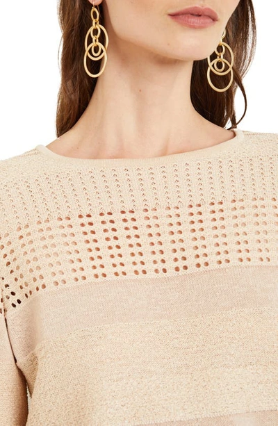 Shop Misook Flare Sleeve Pointelle Knit Tunic In Biscotti