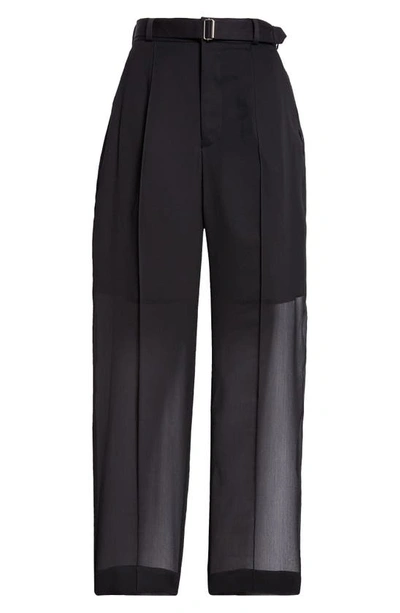 Shop Undercover Layered Look Sheer Pants In Black