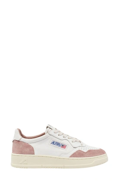 Shop Autry Medalist Washed Low Top Sneaker In White/ Light Beige