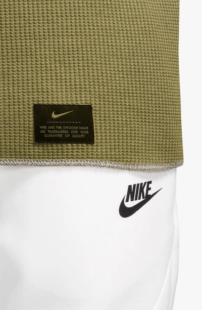 Shop Nike Heavyweight Waffle Knit Top In Pacific Moss/ Olive