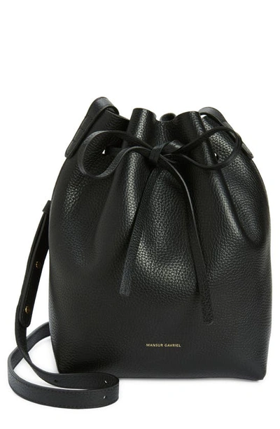 Shop Mansur Gavriel Mini Soft Leather Bucket Bag In Black