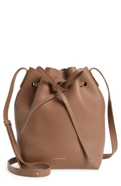 Shop Mansur Gavriel Mini Soft Leather Bucket Bag In Biscotto