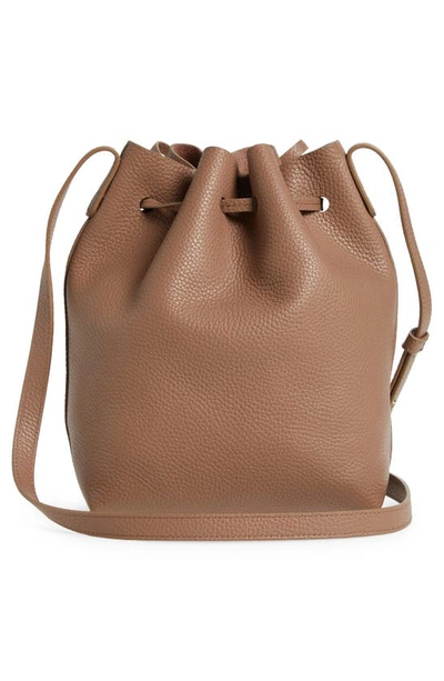 Shop Mansur Gavriel Mini Soft Leather Bucket Bag In Biscotto
