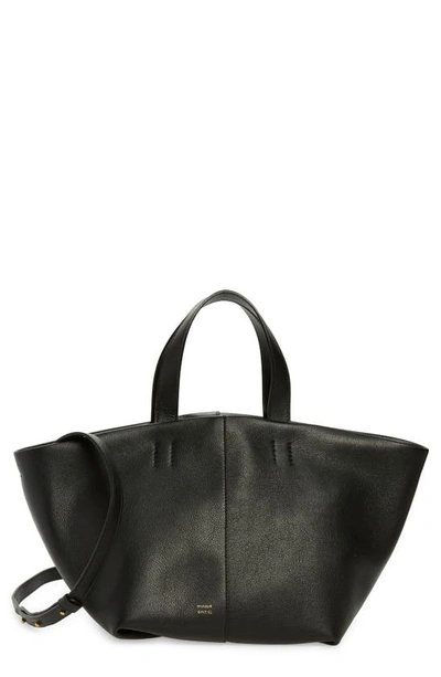 Shop Mansur Gavriel Tulipano Leather Crossbody Bag In Black