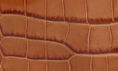 Shop Mansur Gavriel Mini Cloud Croc Embossed Leather Clutch In Amaretti