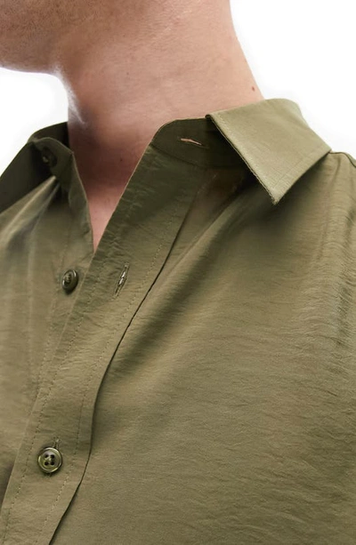 Shop Topman Soft Touch Modal Blend Button-up Shirt In Khaki