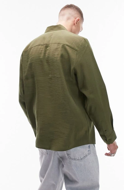 Shop Topman Soft Touch Modal Blend Button-up Shirt In Khaki