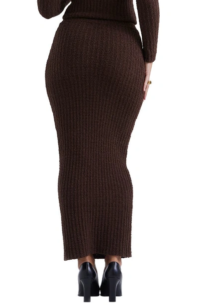 House Of Cb Sloane Bouclé Knit Skirt In Chocolate Brown