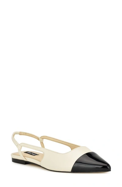 Shop Nine West Babee Slingback Pointed Cap Toe Flat In Ivory
