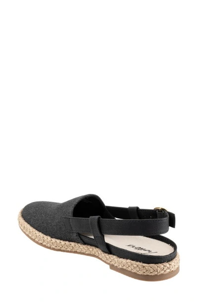 Trotters Pasley Slingback Espadrille Flat In Black Textile
