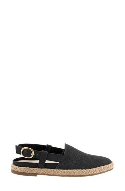Trotters Pasley Slingback Espadrille Flat In Black Textile
