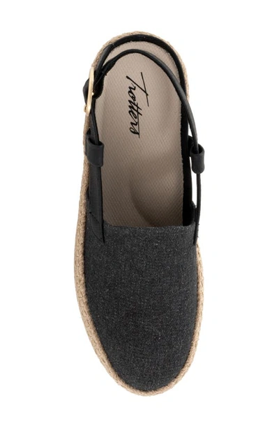 Trotters Pasley Slingback Espadrille Flat In Black Textile