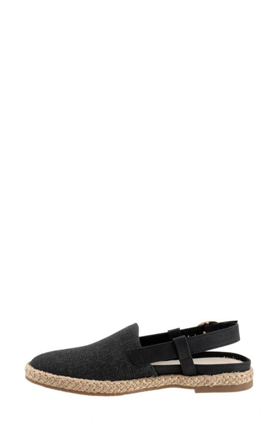 Trotters Pasley Slingback Espadrille Flat In Black Textile