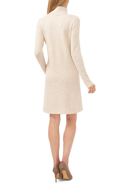 Shop Cece Turtleneck Long Sleeve Sweater Dress In Malted White