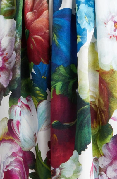 Shop Dolce & Gabbana Nocturnal Floral Print Pleated Cotton Poplin Skirt In Fiore Notturno